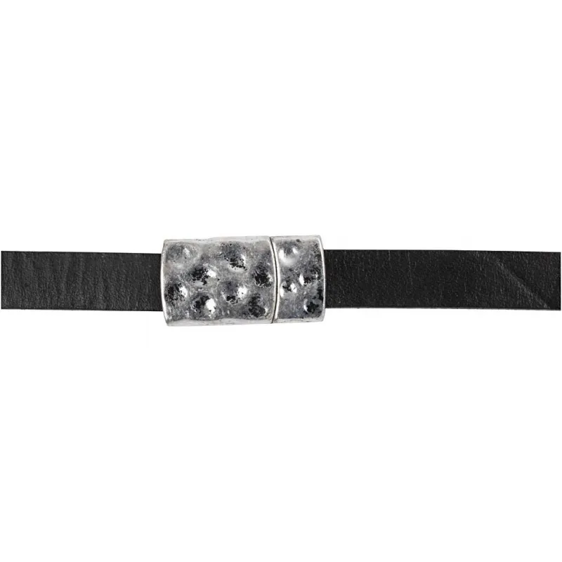 Magnetschloss, Größe 7x29 mm, Lochgröße 3x10 mm, Antiksilber, 1 Stk