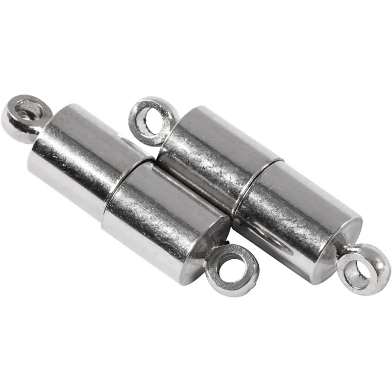 Magnetverschluss, L 15 mm, D 5 mm, Versilbert, 10 Stk/ 1 Pck