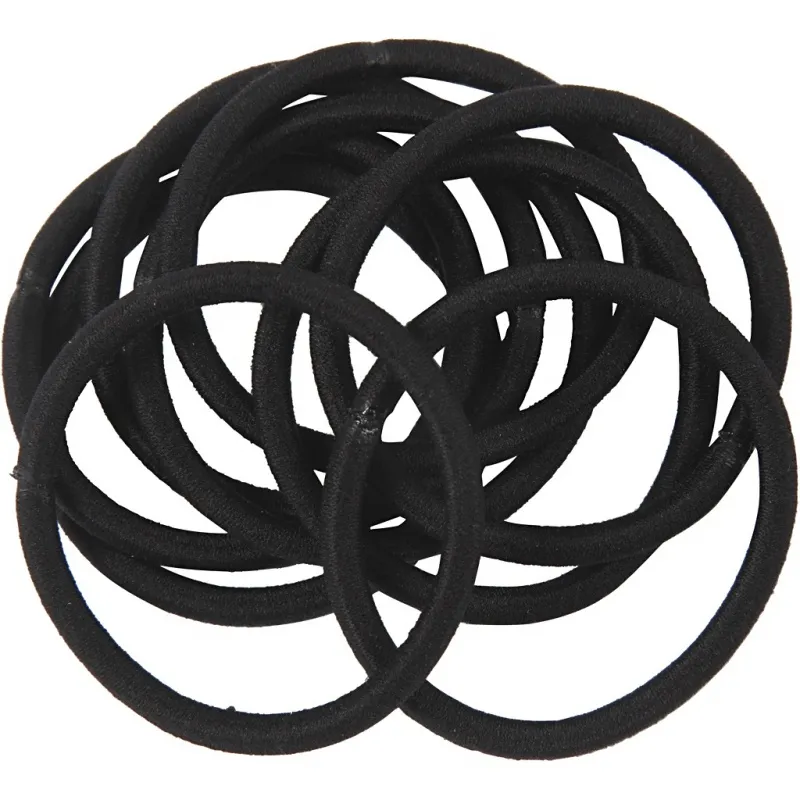 Haargummi, D 45 mm, Dicke 4 mm, Schwarz, 10 Stk/ 1 Pck