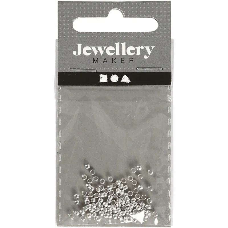 Quetschperlen, D 2 mm, Silber, 100 Stk/ 1 Pck