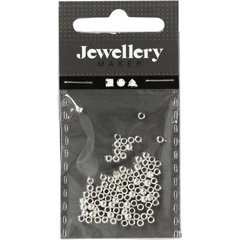 Quetschperlen, D 2,5 mm, Silber, 100 Stk/ 1 Pck