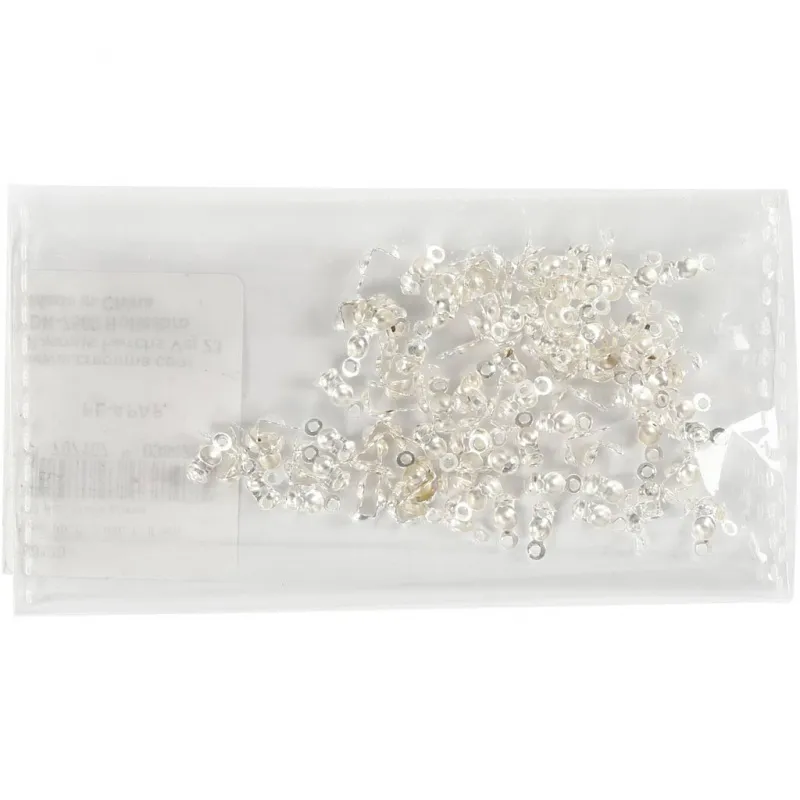 Kalotten mit Öse, L 8 mm, D 3 mm, Versilbert, 100 Stk/ 1 Pck
