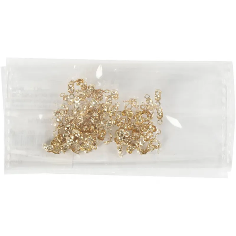 Kalotten mit Öse, L 8 mm, D 3 mm, goldfarben, 100 Stk/ 1 Pck