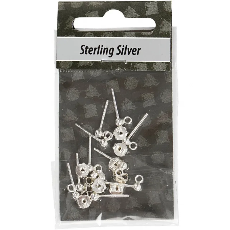 Ohrstecker-Stift, L 13 mm, Silber, 10 Stk/ 1 Pck