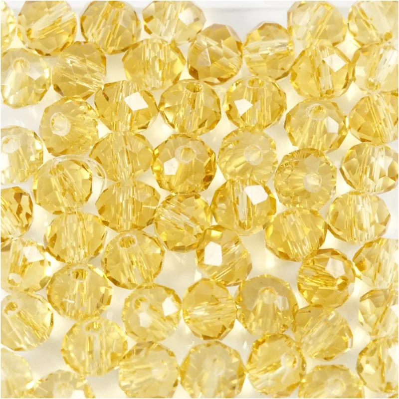 Glasschliffperlen, D 4 mm, Lochgröße 1 mm, Gelb, 45 Stk/ 1 Pck