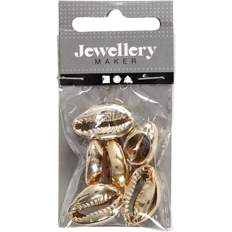 Muschelperlen, L 20 mm, Vergoldet, 6 Stk/ 1 Pck