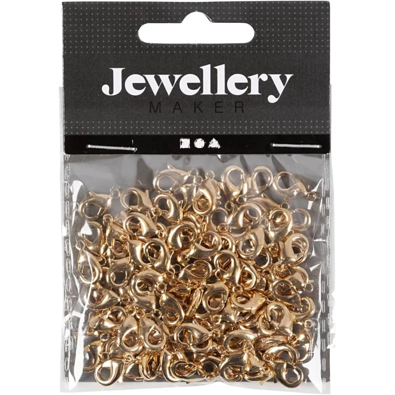 Karabinerhaken, L 10,1 mm, goldfarben, 100 Stk/ 1 Pck