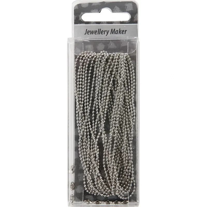Kugelkette, D 1,5 mm, Versilbert, 3 m/ 1 Rolle