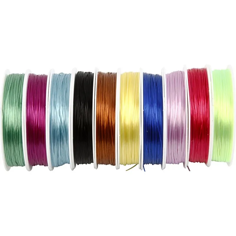 Elastische Schnur, Dicke 1 mm, Sortierte Farben, 250 m, 10x25 m/ 1 Pck