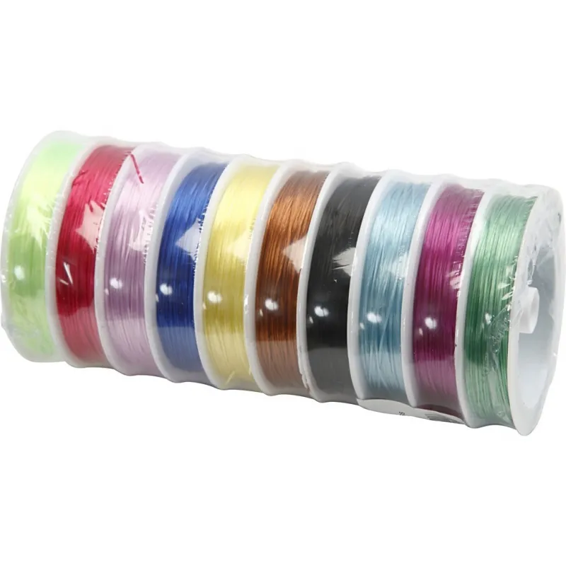 Elastische Schnur, Dicke 1 mm, Sortierte Farben, 250 m, 10x25 m/ 1 Pck
