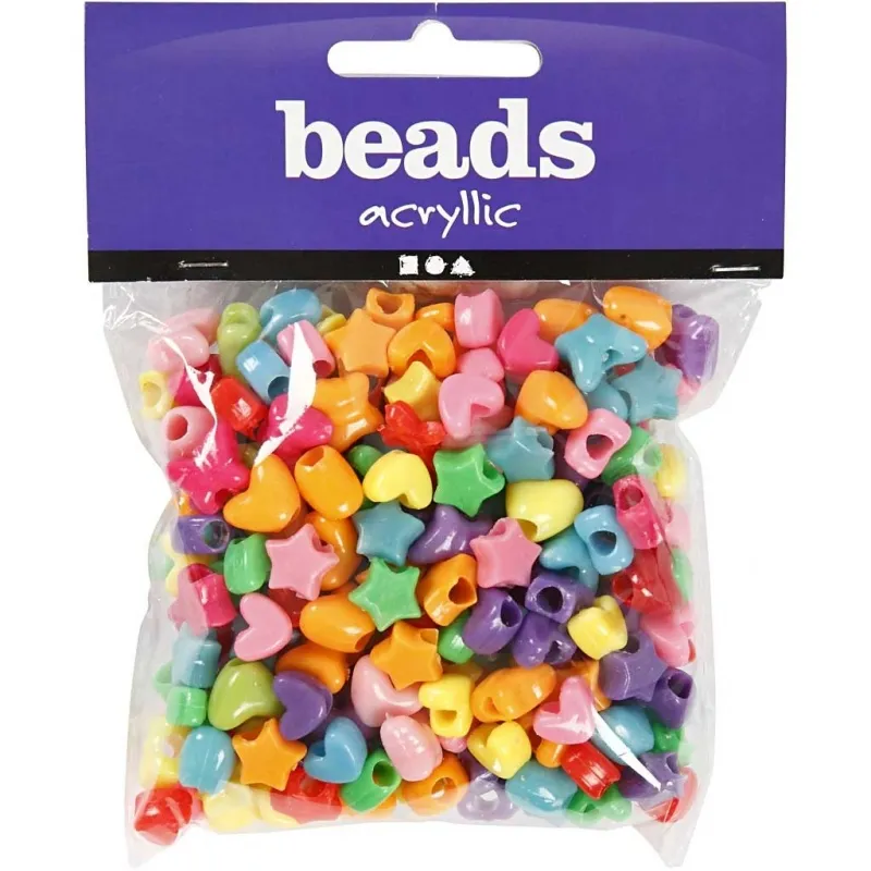Kunststoffperlen-Mix Figuren, D 10 mm, Lochgröße 3,5, 65 g, 125 ml/ 1 Pck
