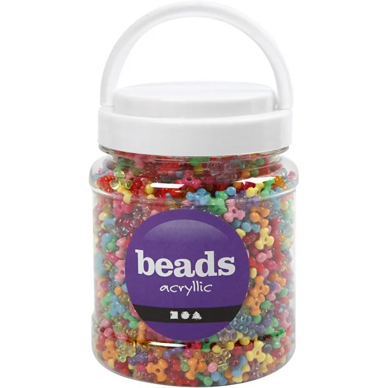Kunststoffperlen-Mix, D 10 mm, Lochgröße 2 mm, ca. 2800 Stk, Sortierte Farben, 385 g, 700 ml/ 1 Dose