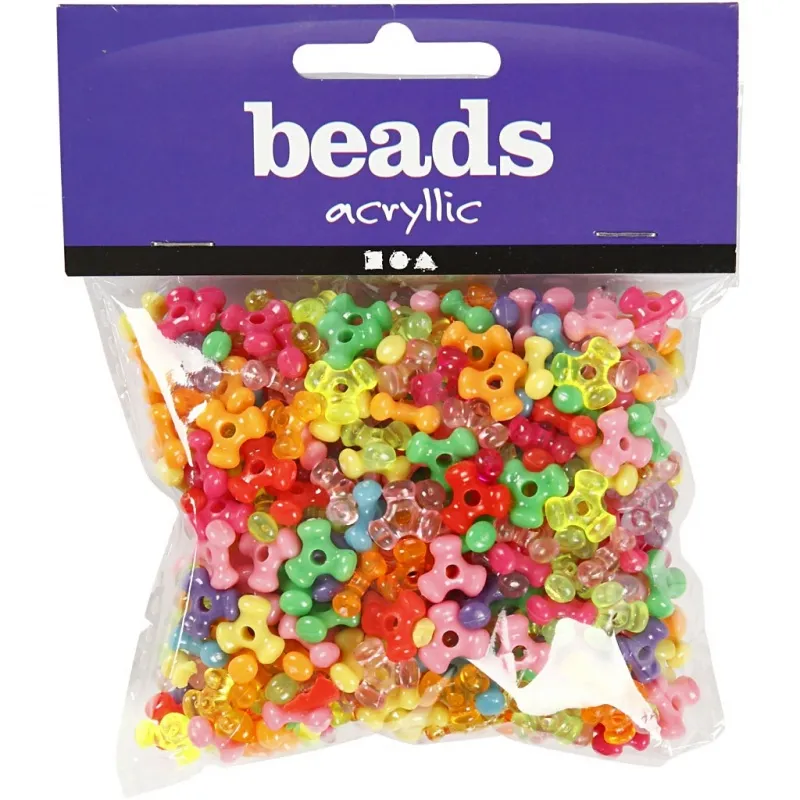 Kunststoffperlen-Mix, D 10 mm, Lochgröße 2 mm, ca. 200 Stk, 65 g, 125 ml/ 1 Pck