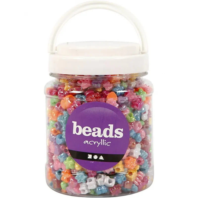 Kunststoffperlen-Mix Figuren, D 10 mm, Lochgröße 3 mm, ca. 1100 Stk, Sortierte Farben, 380 g, 700 ml/ 1 Dose