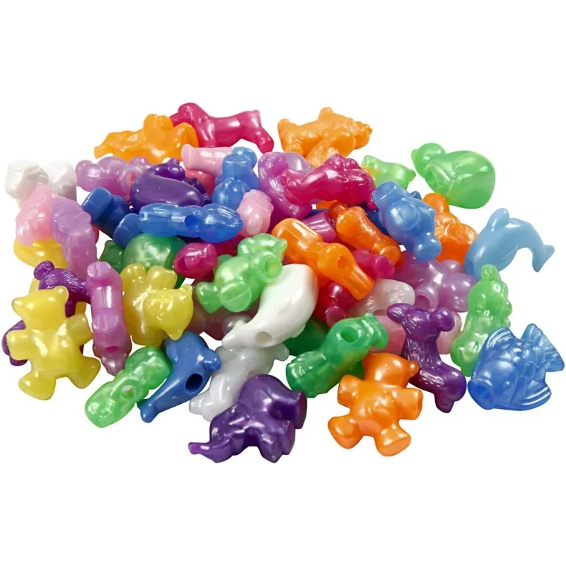 Kunststoffperlen-Mix Figuren, Größe 25 mm, Lochgröße 4 mm, ca. 220 Stk, Perlmuttfarben, 700 ml/ 1 Dose