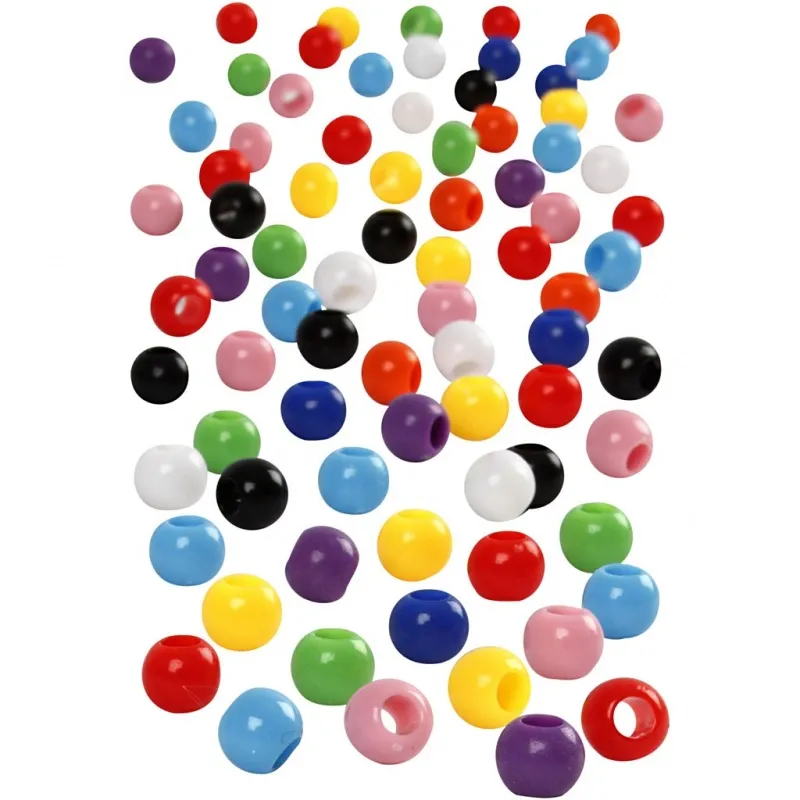 Pony-Perlen, D 6 mm, Lochgröße 3 mm, ca. 3830 Stk, Sortierte Farben, 425 g, 700 ml/ 1 Dose