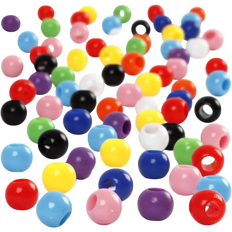 Pony-Perlen, D 6 mm, Lochgröße 3 mm, ca. 600 Stk, 75 g, 125 ml/ 1 Pck