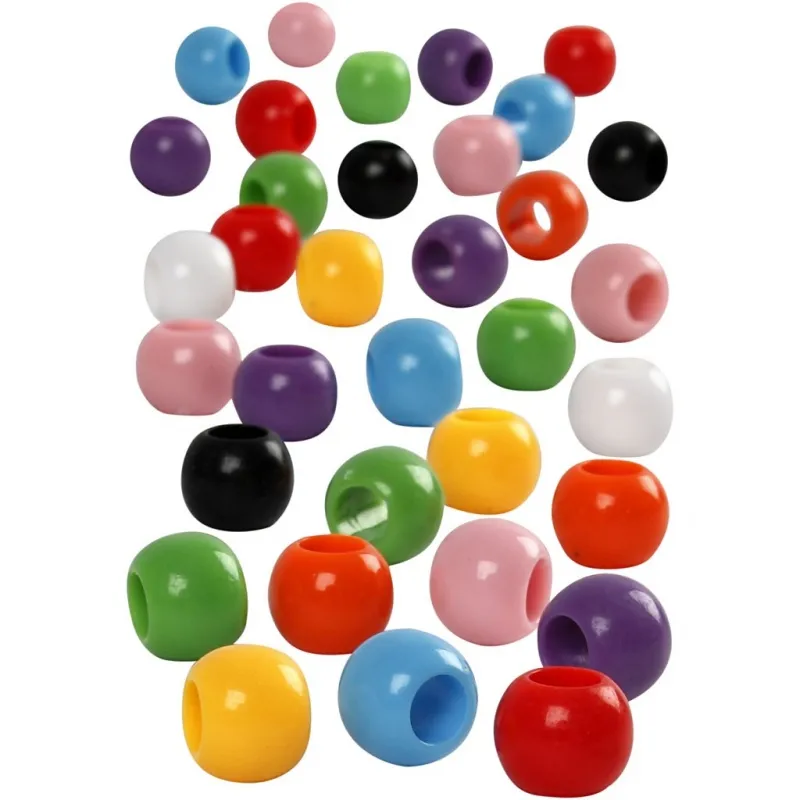 Pony-Perlen, D 10 mm, Lochgröße 4,5 mm, ca. 1135 Stk, Sortierte Farben, 430 g, 700 ml/ 1 Dose