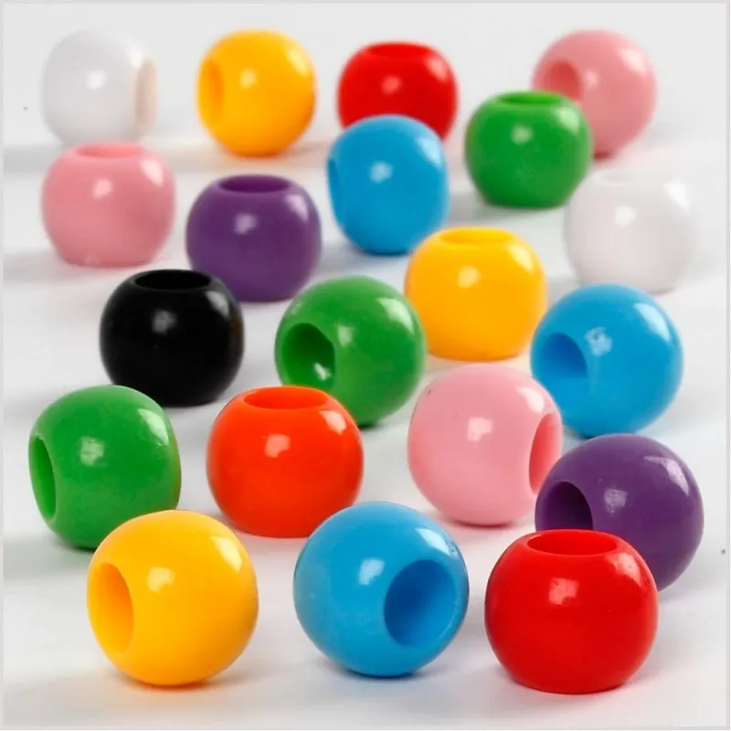 Pony-Perlen, D 10 mm, Lochgröße 4,5 mm, ca. 1135 Stk, Sortierte Farben, 430 g, 700 ml/ 1 Dose