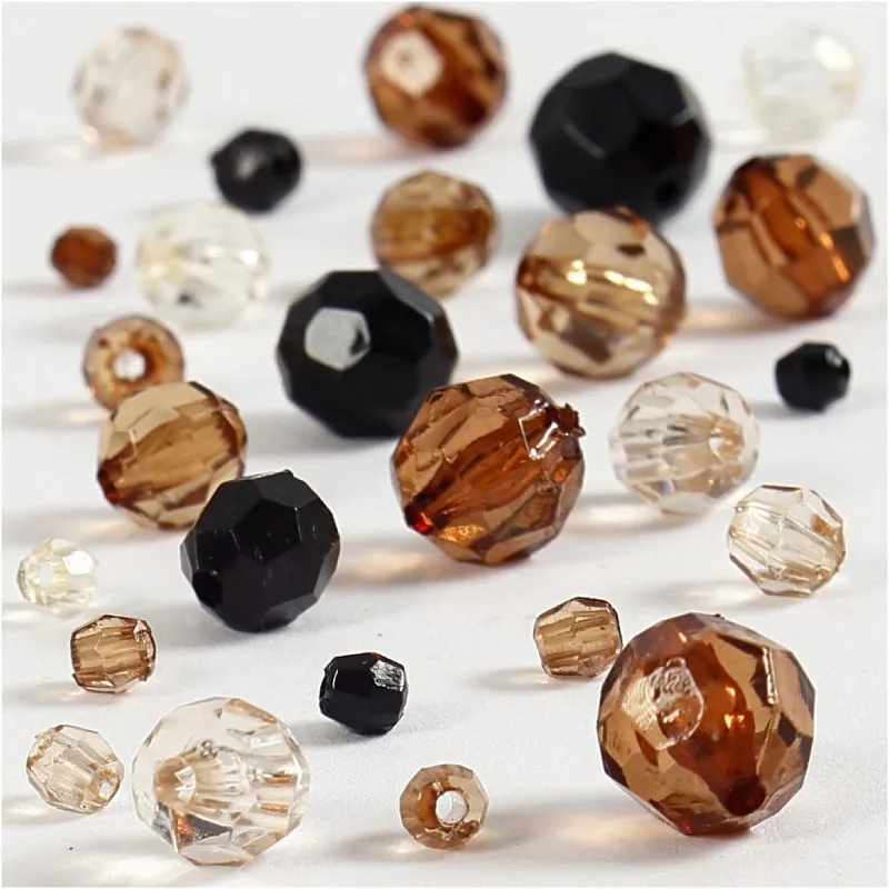 Facettenperlen, Größe 4-12 mm, Lochgröße 1-2,5 mm, ca. 860 Stk, Golden, 250 g/ 1 Pck