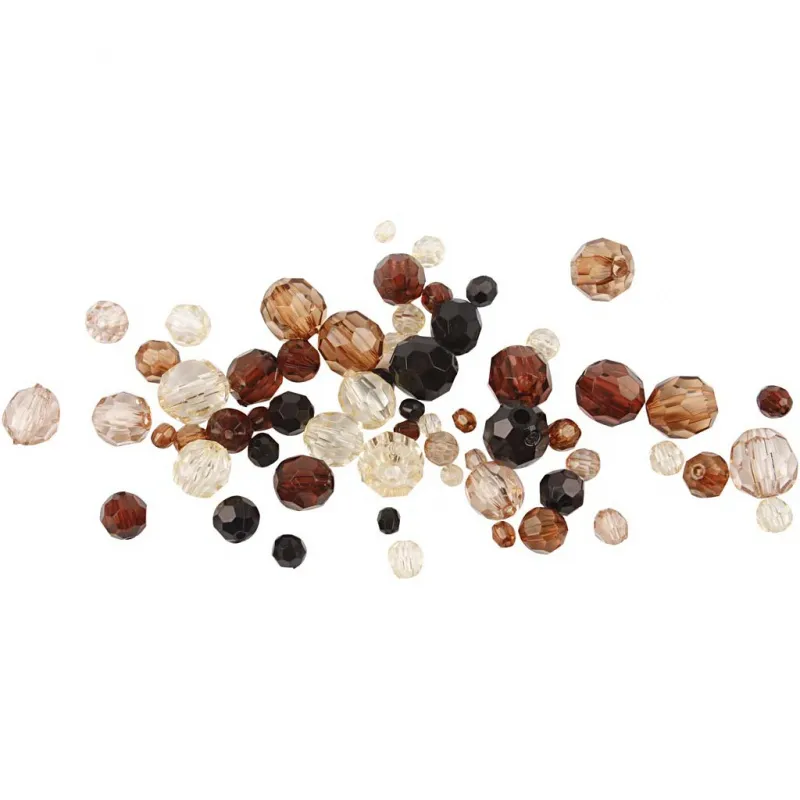 Facettenperlen, Größe 4-12 mm, Lochgröße 1-2,5 mm, ca. 170 Stk, Golden, 50 g/ 1 Pck