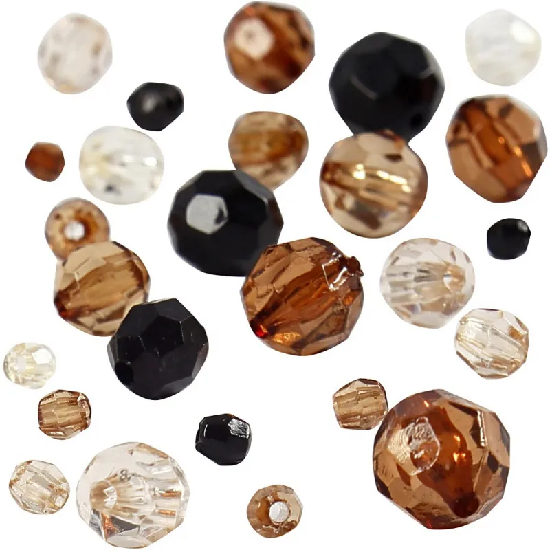 Facettenperlen, Größe 4-12 mm, Lochgröße 1-2,5 mm, ca. 170 Stk, Golden, 50 g/ 1 Pck