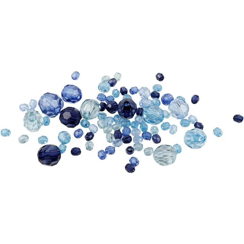 Facettenperlen, Größe 4-12 mm, Lochgröße 1-2,5 mm, ca. 860 Stk, Harmonie in Blau, 250 g/ 1 Pck