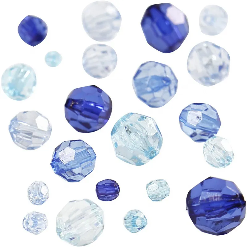 Facettenperlen, Größe 4-12 mm, Lochgröße 1-2,5 mm, ca. 170 Stk, Harmonie in Blau, 45 g/ 1 Pck