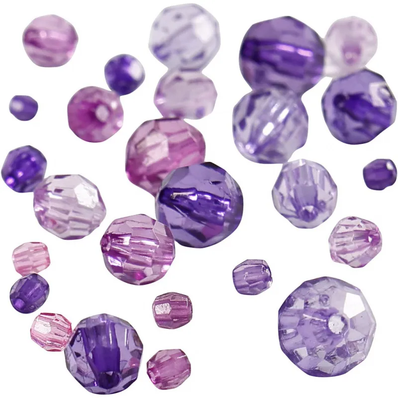 Facettenperlen, Größe 4-12 mm, Lochgröße 1-2,5 mm, ca. 170 Stk, Flieder, 45 g/ 1 Pck