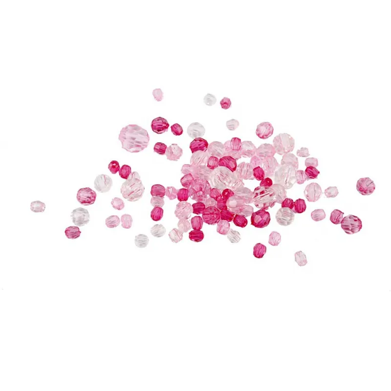 Facettenperlen, Größe 4-12 mm, Lochgröße 1-2,5 mm, ca. 170 Stk, Pink, 45 g/ 1 Pck