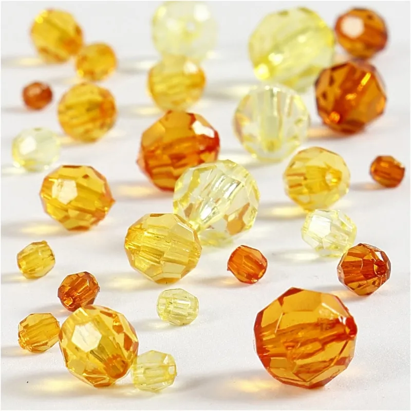 Facettenperlen, Größe 4-12 mm, Lochgröße 1-2,5 mm, ca. 860 Stk, Gelb (32227), 250 g/ 1 Pck