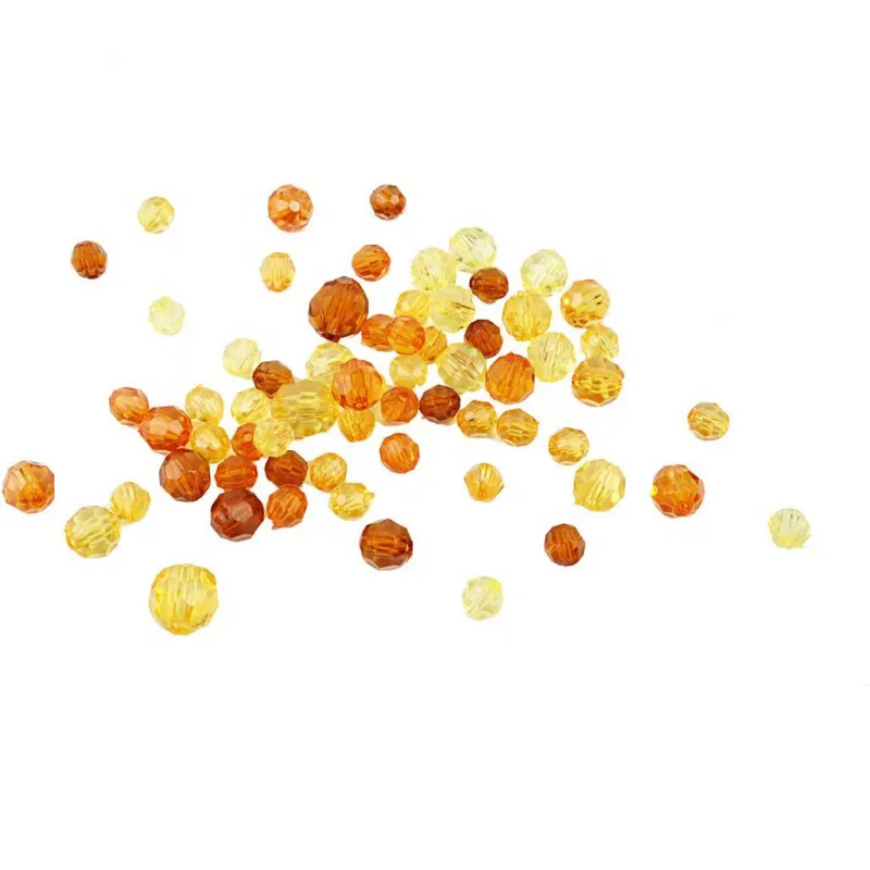 Facettenperlen, Größe 4-12 mm, Lochgröße 1-2,5 mm, ca. 170 Stk, Gelb, 45 g/ 1 Pck