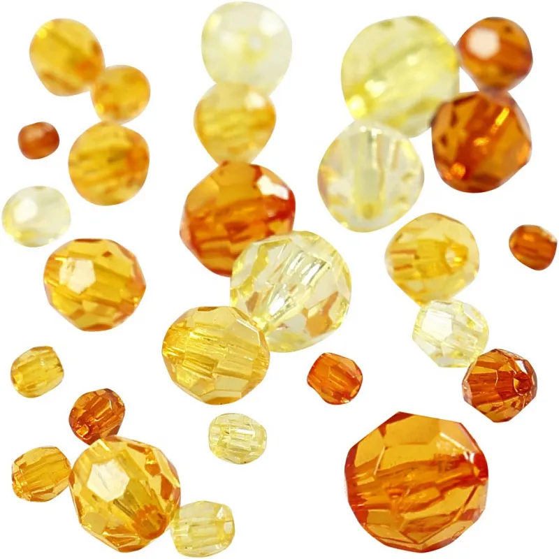 Facettenperlen, Größe 4-12 mm, Lochgröße 1-2,5 mm, ca. 170 Stk, Gelb, 45 g/ 1 Pck