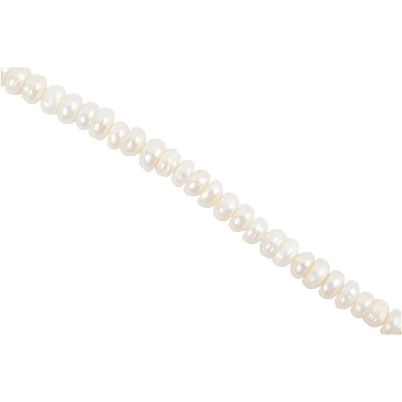 Süßwasserperlen, Größe 4-6 mm, Lochgröße 1 mm, Perlmutt, 40 cm/ 1 Pck