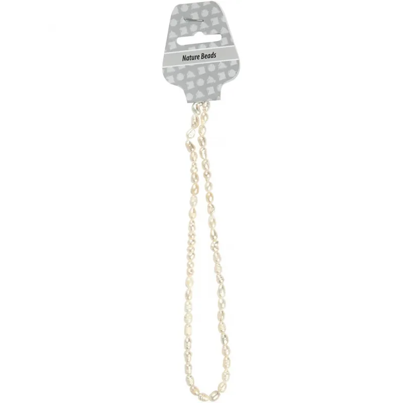 Süßwasserperlen, D 4-7 mm, Lochgröße 1 mm, Perlmutt, 40 cm/ 1 Pck