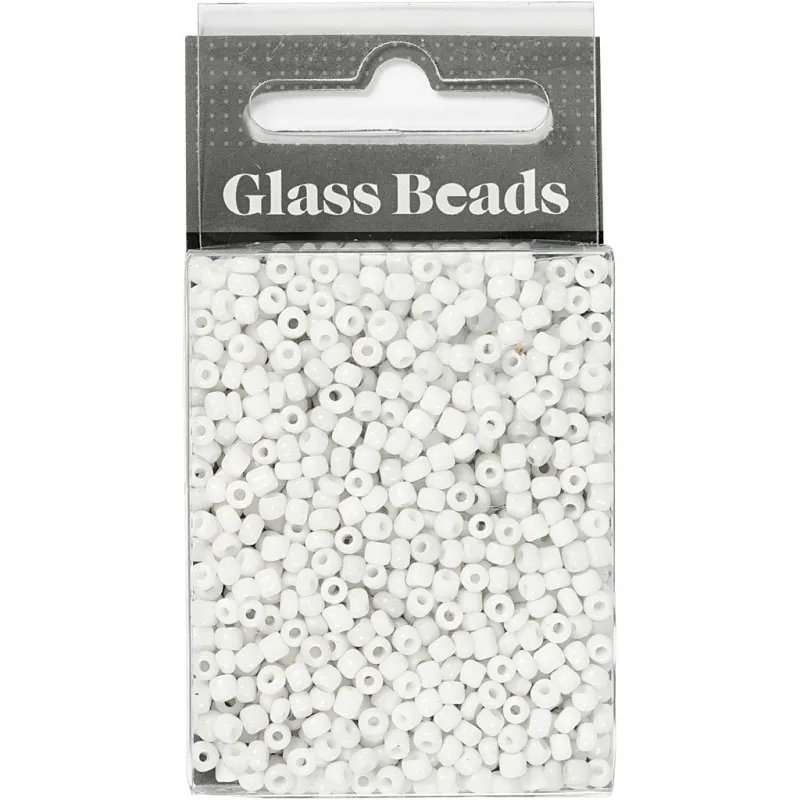 Rocailles-Perlen, D 3 mm, Größe 8/0, Lochgröße 0,6-1,0 mm, Weiß, 25 g/ 1 Pck