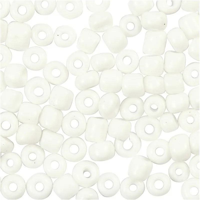 Rocailles-Perlen, D 3 mm, Größe 8/0, Lochgröße 0,6-1,0 mm, Weiß, 25 g/ 1 Pck