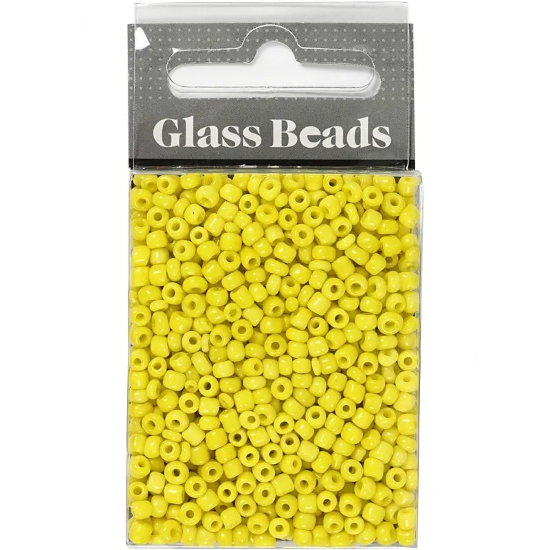 Rocailles-Perlen, D 3 mm, Größe 8/0, Lochgröße 0,6-1,0 mm, Gelb, 25 g/ 1 Pck