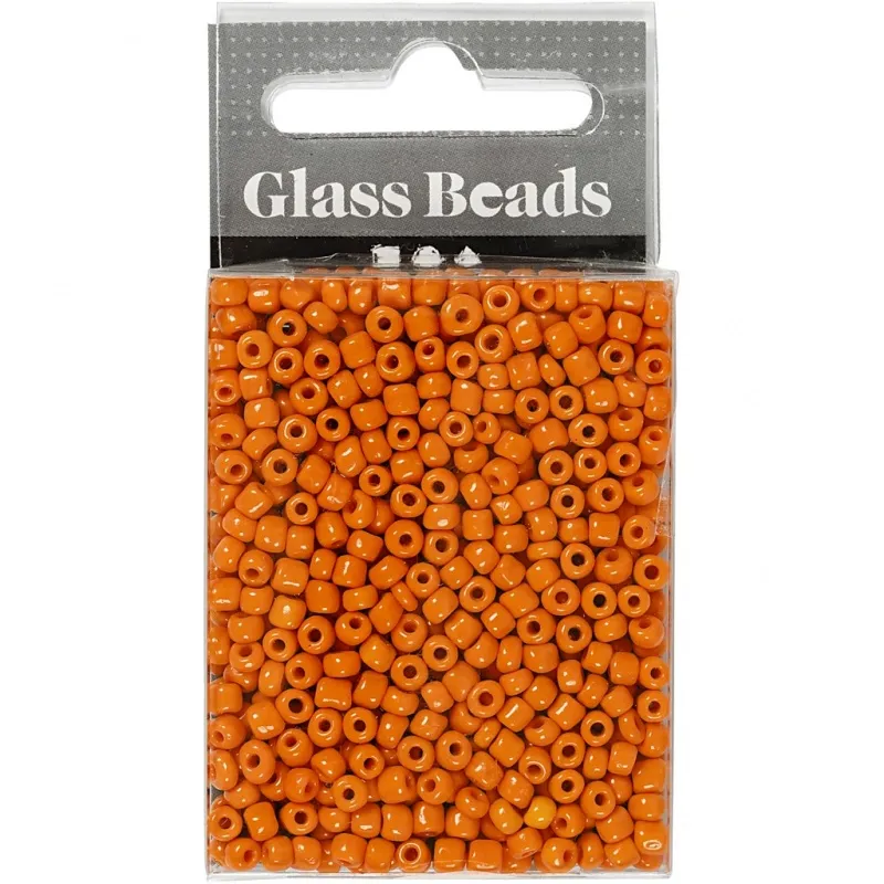 Rocailles-Perlen, D 3 mm, Größe 8/0, Lochgröße 0,6-1,0 mm, Orange, 25 g/ 1 Pck