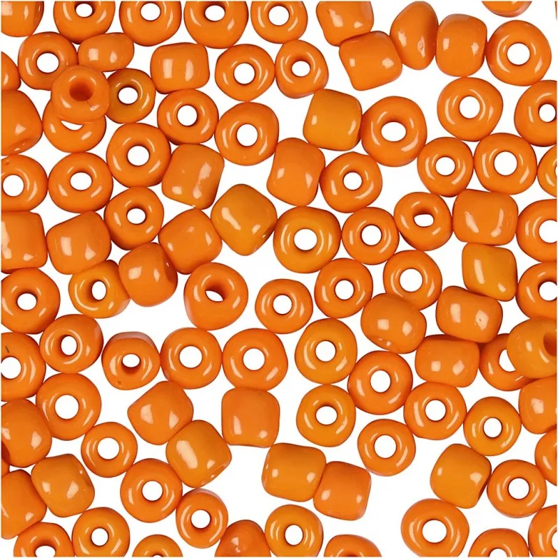 Rocailles-Perlen, D 3 mm, Größe 8/0, Lochgröße 0,6-1,0 mm, Orange, 25 g/ 1 Pck