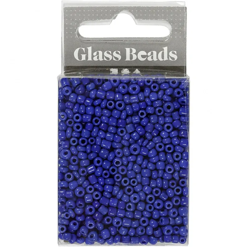Rocailles-Perlen, D 3 mm, Größe 8/0, Lochgröße 0,6-1,0 mm, Blau, 25 g/ 1 Pck