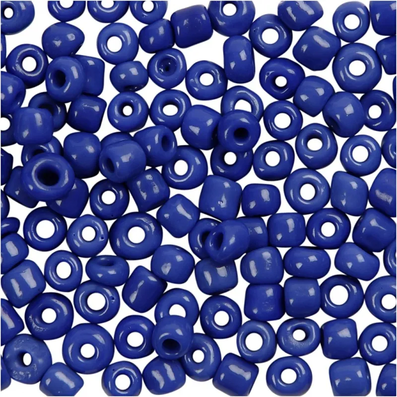 Rocailles-Perlen, D 3 mm, Größe 8/0, Lochgröße 0,6-1,0 mm, Blau, 25 g/ 1 Pck
