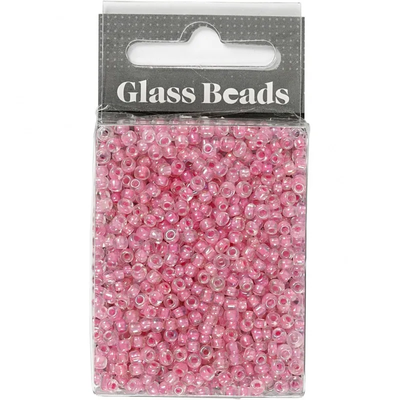 Rocailles-Perlen, D 3 mm, Größe 8/0, Lochgröße 0,6-1,0 mm, Kristall mit farbein, 25 g/ 1 Pck