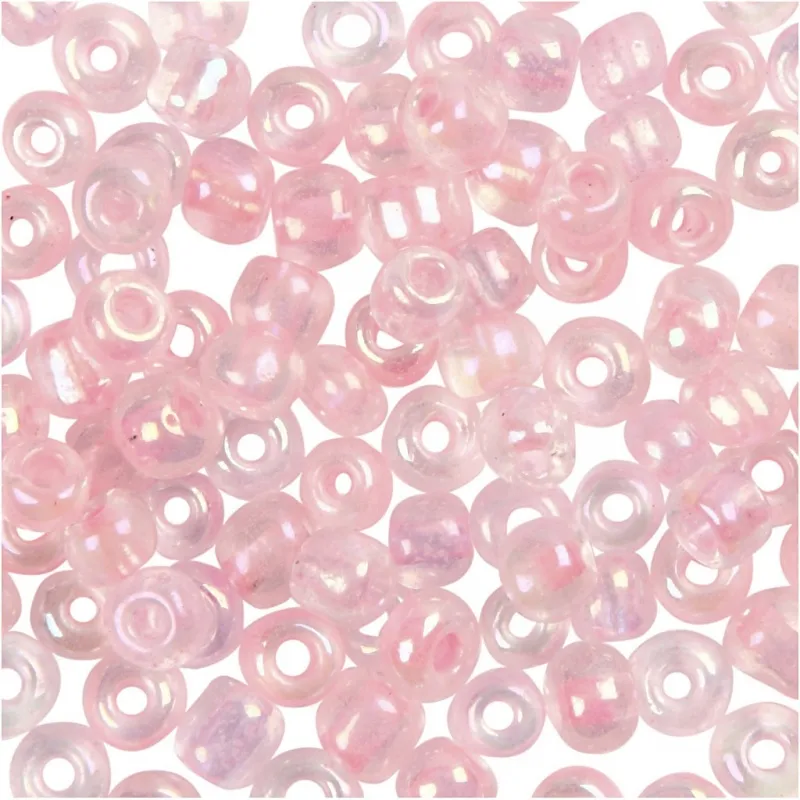 Rocailles-Perlen, D 3 mm, Größe 8/0, Lochgröße 0,6-1,0 mm, Kristall mit farbein, 25 g/ 1 Pck