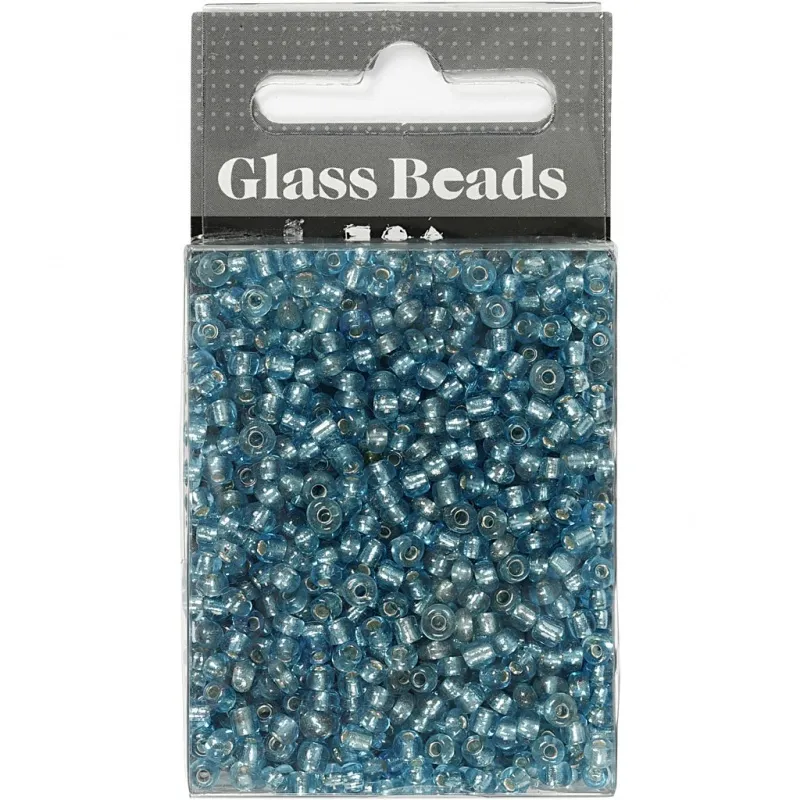 Rocailles-Perlen, D 3 mm, Größe 8/0, Lochgröße 0,6-1,0 mm, Türkis transparent, 25 g/ 1 Pck