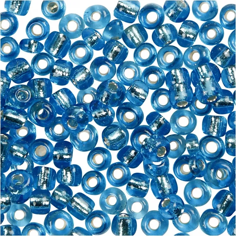 Rocailles-Perlen, D 3 mm, Größe 8/0, Lochgröße 0,6-1,0 mm, Türkis transparent, 25 g/ 1 Pck