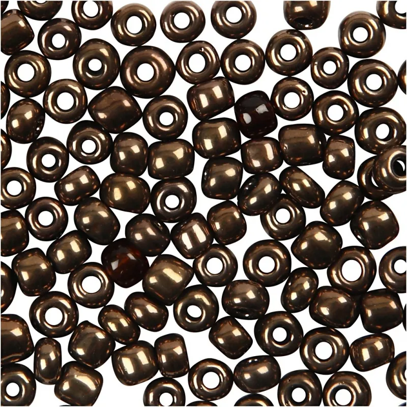 Rocailles-Perlen, D 3 mm, Größe 8/0, Lochgröße 0,6-1,0 mm, Bronze, 25 g/ 1 Pck