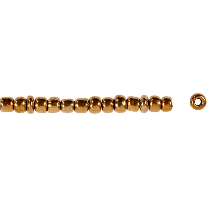 Rocailles-Perlen, D 3 mm, Größe 8/0, Lochgröße 0,6-1,0 mm, Bronze, 25 g/ 1 Pck
