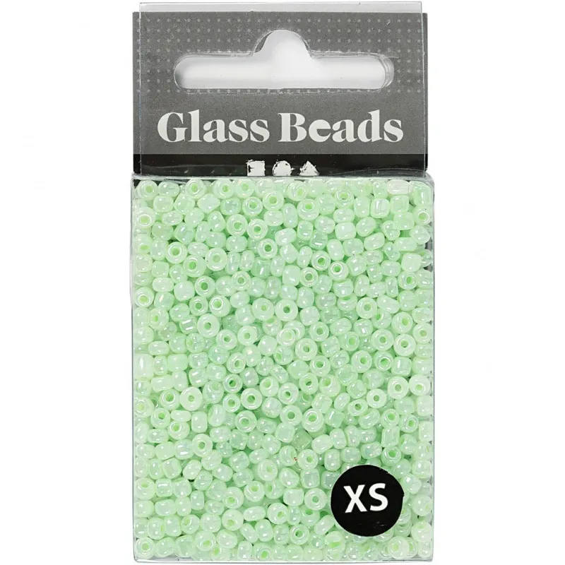 Rocailles-Perlen, D 3 mm, Größe 8/0, Lochgröße 0,6-1,0 mm, Hellgrün, 25 g/ 1 Pck