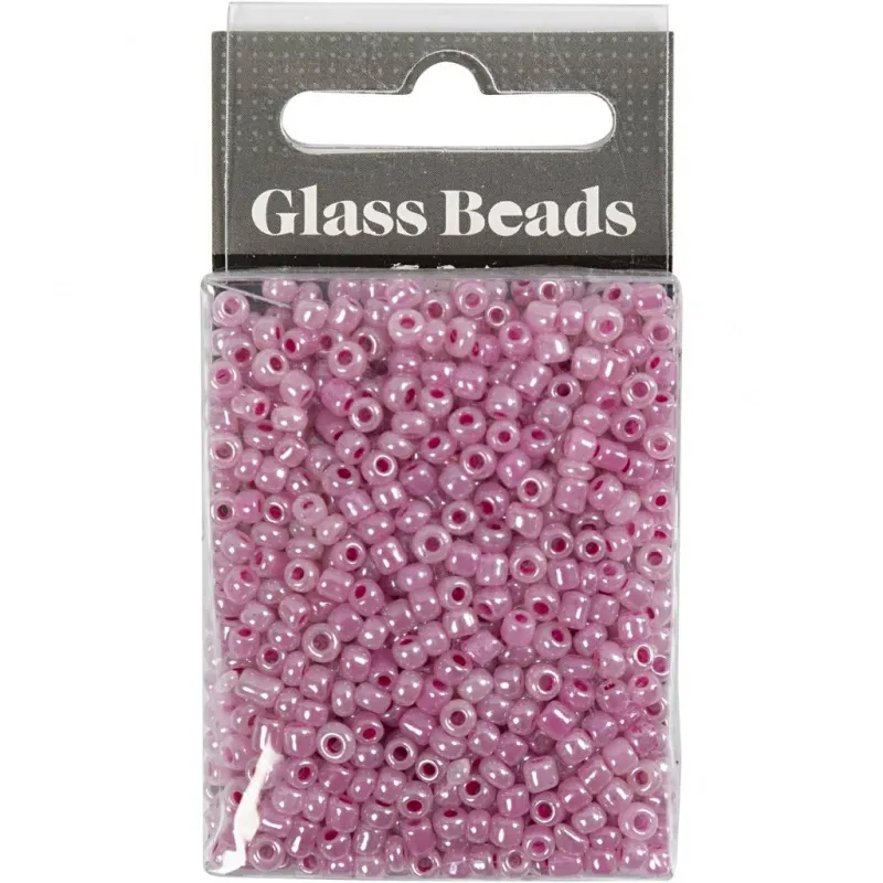 Rocailles-Perlen, D 3 mm, Größe 8/0, Lochgröße 0,6-1,0 mm, Pink, 25 g/ 1 Pck